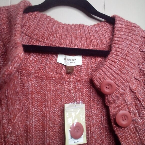 Sonoma Sweater Top L Sleeveless Open Front Brown Orange - Picture 4 of 12